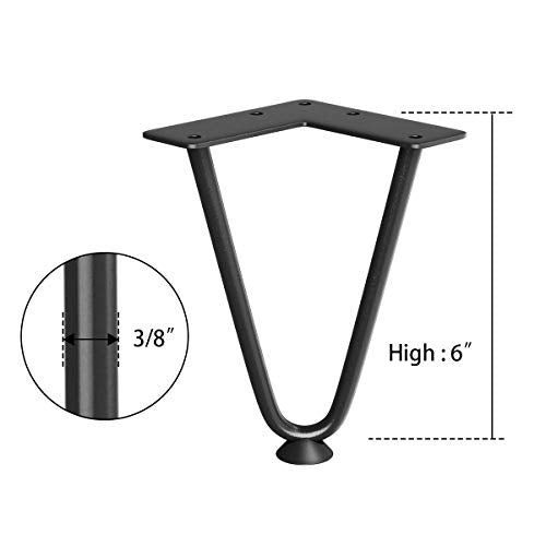 SMARTSTANDARD 6 Inch Heavy Duty Hairpin Furniture Legs, Black 4PCS - color: Black, size: 6 Inch
