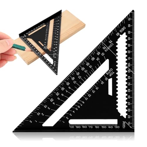 Carpenter Square 7 Inch Rafter Square for Angle Drawing Triangle - Black - color: blue