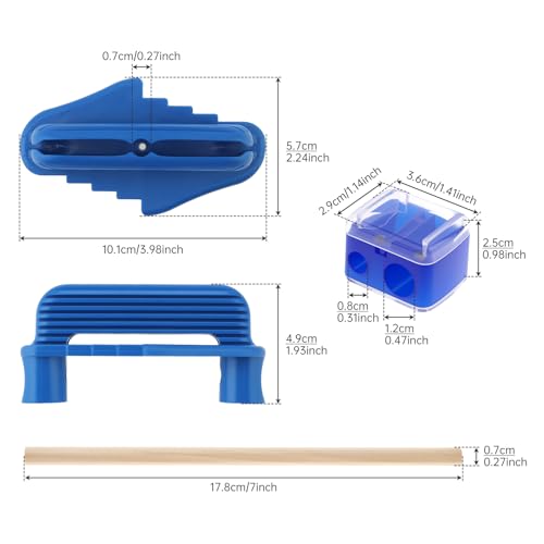 Center Scriber, Multifunction Magnetic Center Finder Tool, Woodworking Offset Marking Gauge for Carpentry with Hexagonal Pencil, Pencil Sharpener, Magnetic Scriber (Blue) - color: Blue