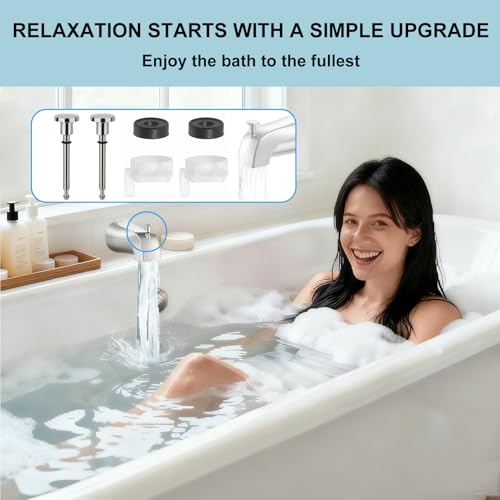 2 Set Universal Tub Spout Diverter Repair Kit Parts, Includes 2 x Diverter Valve Stems, 2 x Cup Seals and 2 x Gates, Bathroom Shower Bathtub Leaky Faucet Repair Replacement Parts (Classic,Chrome)