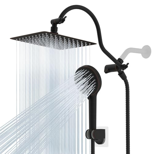 Hibbent All Metal cUPC Certified High Pressure Rainfall 10'' Shower Head - color: Oil Rubbed Bronze, style: Square 10''