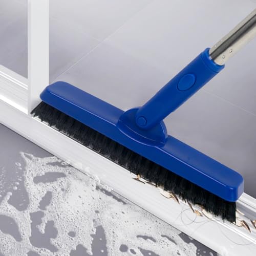 CELOX Heavy Duty Long Handle Scrub Brush, Tile Scrub Brush with Long Handle Stiff Bristles for Cleaning (Blue) - color: Blue