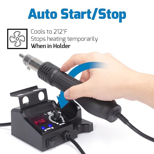 WEP 8858-V Hot Air Rework Station Kit with Compact Size, Integrated Nozzle Holder, 3 Nozzles, 2 Tweezers, Adjustable Temperature& Air Volume, PID Program, °C/°F Conversion and More