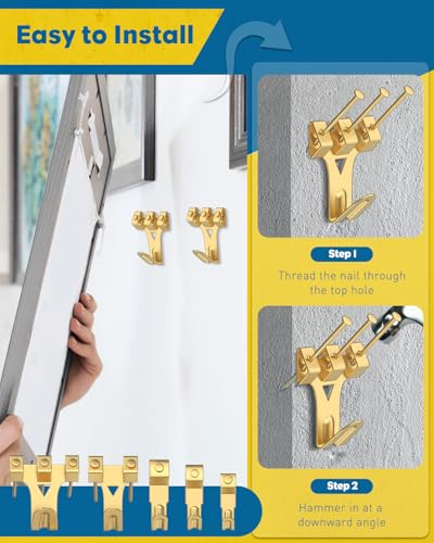 Uniclife 330 Pcs Heavy Duty Picture Hanging Kit, Picture Hanging Hooks,Gold - style: Gold