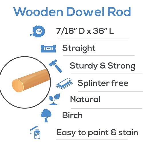 Dowel Rods Wood Sticks Wooden Dowel Rods - 7/16 x 36 Inch Unfinished Hardwood Sticks - for Crafts and DIYers - 10 Pieces by Woodpeckers - color: Pack of 10, size: 7/16" x 36"