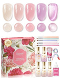 Beetles Petalled Grace Gel Nail Polish Kit, 4 Sheer Colors and 1 Cat Eye - color: Petalled Grace