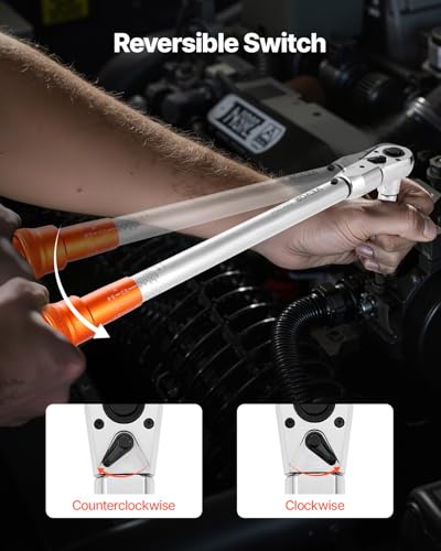 VEVOR Adjustable Torque Wrench 1/2 Inch Drive, 20-160Ft.lb/27.1-216.8Nm, 38MM Open End, 3/8 Inch Drive Torque Wrench with Interchangeable Jaw & Ratchet Head for HVAC, Car, Moto, Narrow Pipeline - size: 1/2" 2 PCS