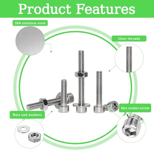 915Pcs M3 Screws Assortment, Hex Socket Head Cap Screw Bolts Nuts Washer Kit, Stainless Steel,9-Sizes M3x4/5/6/8/10/12/16/20/25mm Screws for 3D Printer DIY - size: M3 x 4/5/6/8/10/12/16/20/25-915Pcs
