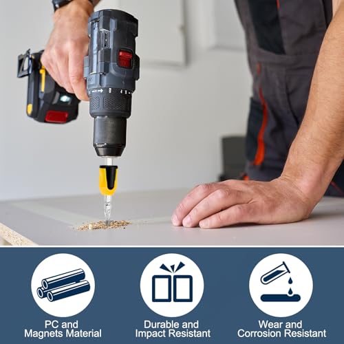 HARFINGTON 6pcs Screwdriver Head Magnetic Ring 9/32" Screwdriver Bit Holder Ring Universal Bit Holder for Hex Shank Drills Power Tools DIY Repair, Yellow Black - color: Yellow Black