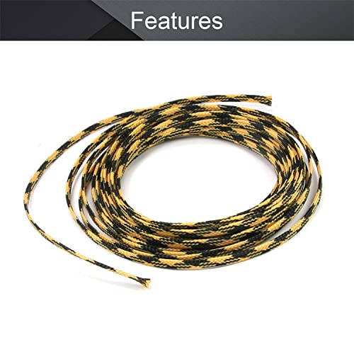 Othmro 5m/16.4ft PET Expandable Braid Organize & Protect Cable Sleeving Flexible Wire Mesh Sleeve Black Yellow,for TV Audio PC Cords Protect from Pets Chewing - color: Black Yellow, size: 4mmx5m