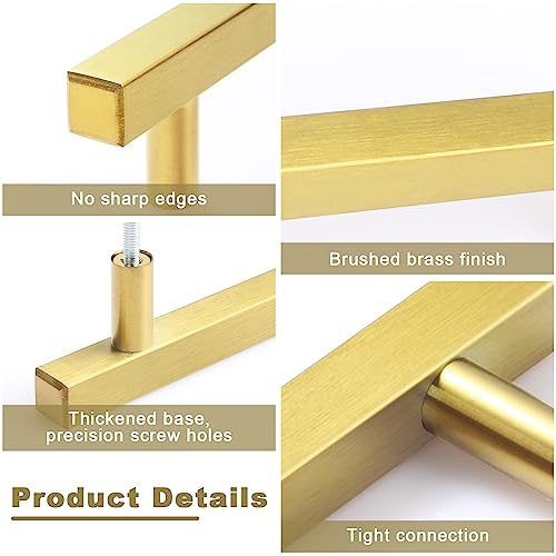 Estmoon 30 Pack Brushed Brass Cabinet Handles 3 Inch Gold Cabinet Pulls Modern Square Drawer Pulls Brass Gold Dresser Pulls Hardware Kitchen Handles for Cabinets and Drawers, 5" Total Length - color: Brushed Brass