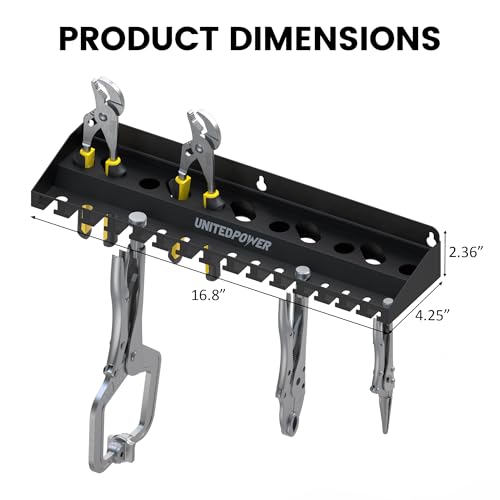 UNITEDPOWER Vise Grip Holder, Wall Mount Pliers Storage Rack Organizer for Workshop, Shed, Garage, Stores up to 15 Vises or 11 Pliers - style: Vise Grip Holder