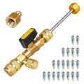 Professional Dual Size 1/4" & 5/16" SAE Valve Core Remover/Installer Tool Kit, HVAC AC Repair for R22 R32 R410A R134a, Schrader Valve Changer w/Magnet & Bypass Port