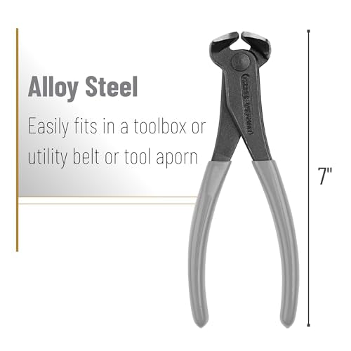 Bates- Nail Puller, 7 Inch, Gray, Nail Remover Tool, Cutting Pliers, Carpenter Tools, Staple Puller, End Cutting Pliers - color: Gray, size: 7", 1 Pack