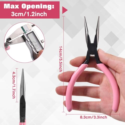 5.5-Inch Needle Nose Pliers with Wire Cutter, 55 Steel Serrated Jaw Precision Long Nose Cutting Pliers, Spring Loaded Soft Grip for Jewelry Making, Electronics Repair, Object Grasping, Crafts - style: Needle Nose Pliers with Wire Cutter