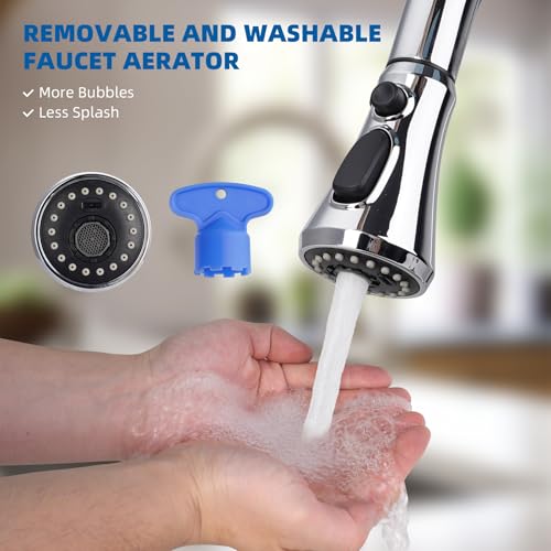 Hibbent NSF/ANSI/CAN 61 & 372 Certified Pull Down Kitchen Faucet Head - color: Chrome, style: 1.8 Gallon Per Minute