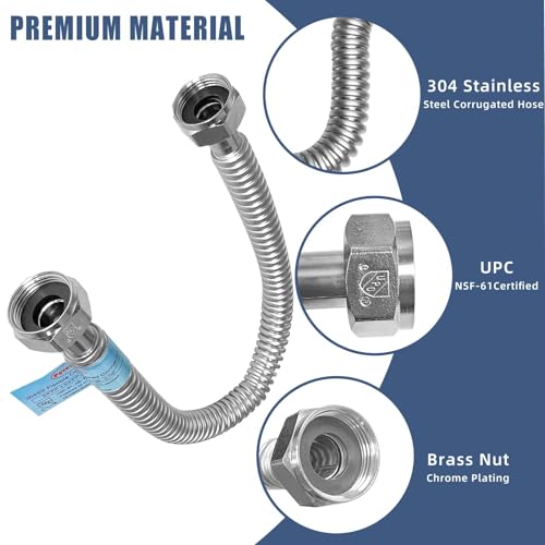 2 PACK,36 inch Length Hot Water Heater Hose 1"FIP x 1" FIP Water Line,Stainless Steel Flexible Corrugated Water Heater Connector, 1 Inch Water Softener Flex Pipe Hose (0.7"ID) - size: 1"FIPx1"FIP, 36"L(0.7"ID)