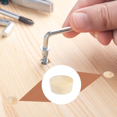 MECCANIXITY 100 Pcs Wood Plugs, 19/32" Flat Head Wood Plugs for Screw Holes Wooden Screw Hole Covers for Furniture Cabinets DIY Projects Assortment Kit - size: 19/32"