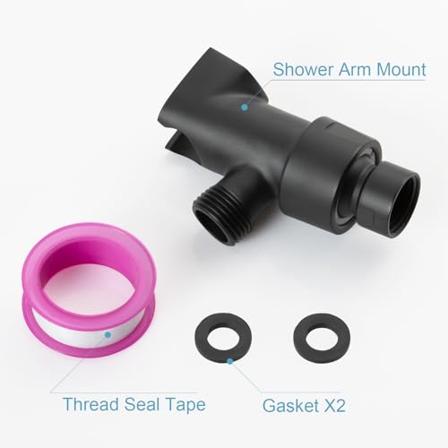 OFFO Shower Head Holder All Metal for Handheld Shower Head, Adjustable Shower Arm Mount with Solid Brass Pivot Ball, 1/2 in IPS Female Inlet and Male Outlet, Matte Black - color: Matte Black