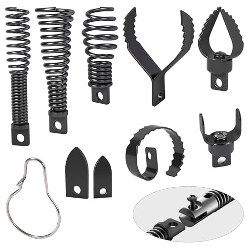 Richcat Drain Snake Drill Attachment,Cutter and Auger Set,Used in 50-100FT AC Drain Cleaning Machine,Fits 5/16 to 3/4 inch Drain Snake Cable,Drain Cleaner Combination Cutter Heads,410 stainless steel