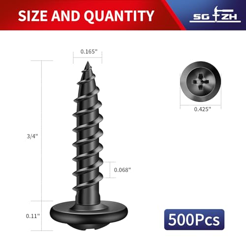 #8 x 3/4" Wood Screw 500Pcs Alloy Steel Standard Thread Truss Head Fast Self Tapping Black Oxide by SG TZH - color: Black - Alloy Steel, size: #8 x 3/4"