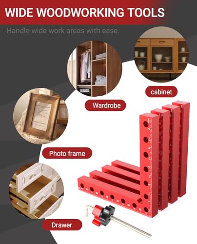 Corner Clamps for Woodworking, Corner Clamp, 4pcs 90 Degree Clamps, 5.5" Aluminum Alloy Right Angle Clamping with Storage Case for Frame, Drawer, Cabinets, for Dad.