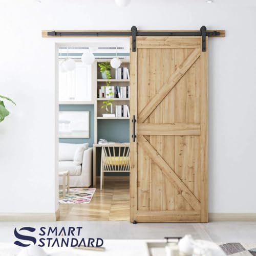SMARTSTANDARD 6.8 FT Heavy Duty Sturdy Sliding Barn Door Hardware Kit,Black - size: 6.8 Feet