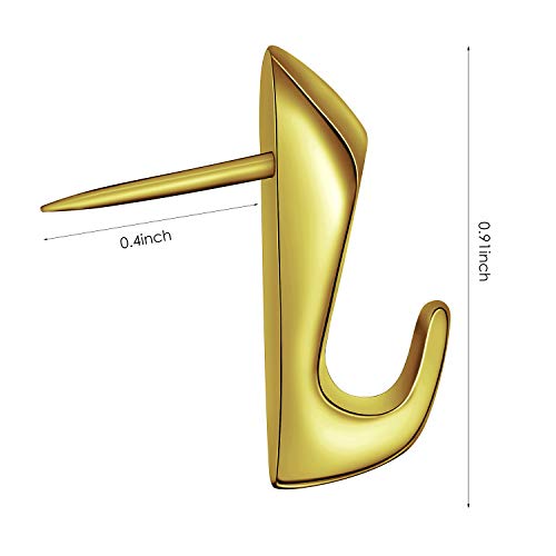 Hotop 30 Pcs Push Pin Hooks 20 Lbs Picture Hanger, Gold - color: Gold