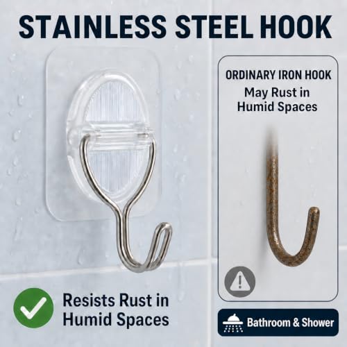 Clear Adhesive Wall Hooks, Removable Stick On Hooks, 10 Pack - size: 3.5 cm