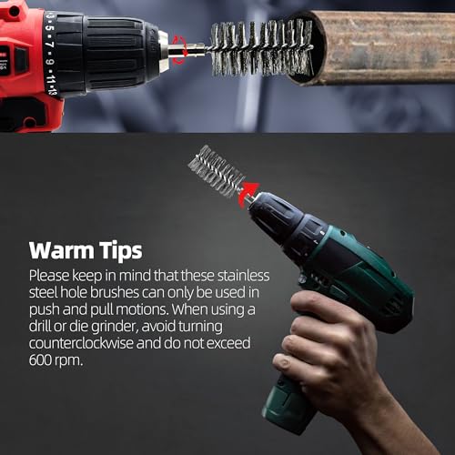 5Pcs 7/16" Stainless Steel Wire Bore Brush for Power Drill Cleaning - size: 11mm | 7/16"