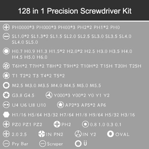 128 in 1 Precision Screwdriver Set,with Magnetic Kit for Computer, PC, for Mac-Book, for Laptop, forTablet,for iPhone, for Xbox, for Game Console for Dad Gifts