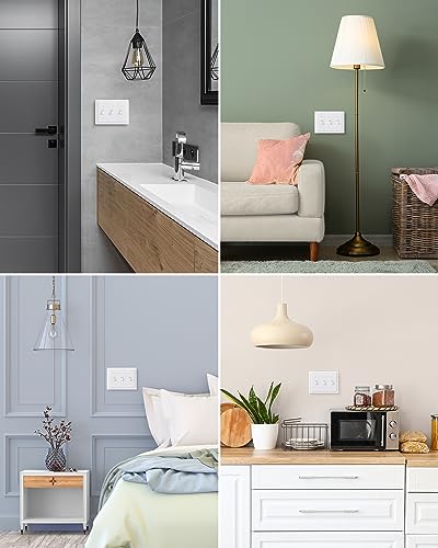 DEWENWILS 2 Pack Metal Outlet Covers, Tripple Toggle Wall Plate Cover - color: White Decorative, size: 3 Toggle 2PK