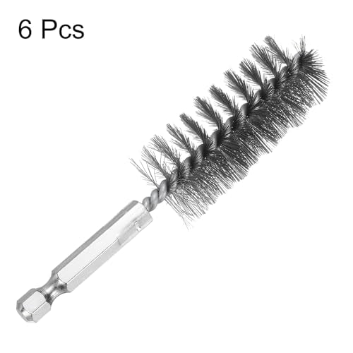 HARFINGTON 6Pcs Stainless Steel Bore Brush 22mm Dia 4" Long Cleaning Twisted Wire Brush with Handle 1/4" Hex Shank for Tubes, Ports, Bearings - size: 22mm
