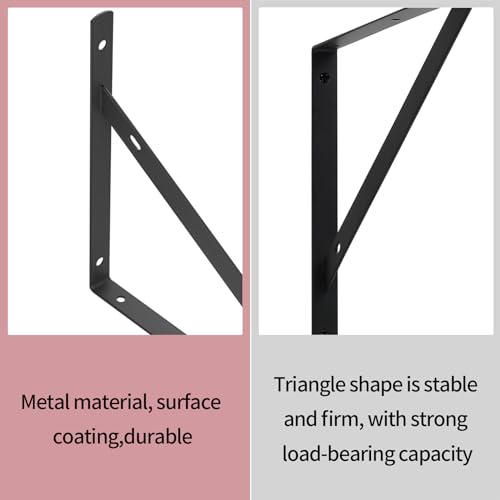8 Pcs Heavy Duty Shelf Brackets, Floating Metal Shelf Brackets, Metal Wall Mount L Shaped Shelves Support Angle Brackets for Heavy Duty Floating Shelves Shelf Brackets (11.81 inch x 7.48 inch) - size: 11.81 x 7.48 inch Black