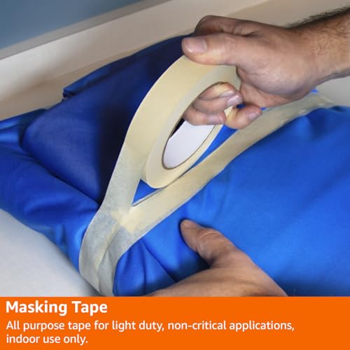 Amazon Basics Masking Tape for Light Duty Applications, Labeling, Easy Removal, Tears by Hand, 0.94" x 180', Beige, 6 Rolls - size: 0.94 Inch by 180 Feet