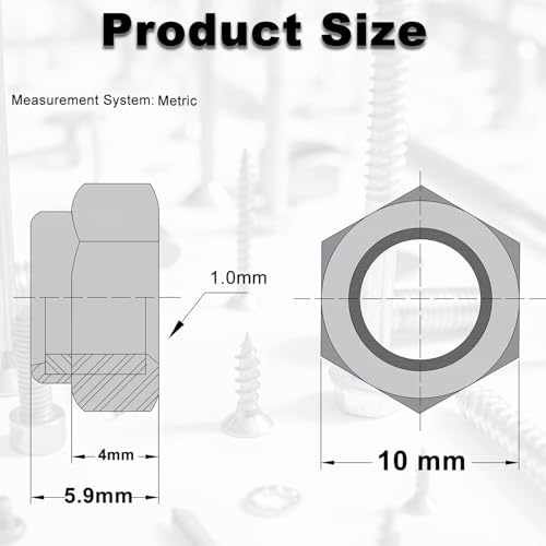 M6 Locknuts Nylon Inserted Hex Lock Nuts for Patio Furniture M6 Bolts - size: M6 (100PCS)