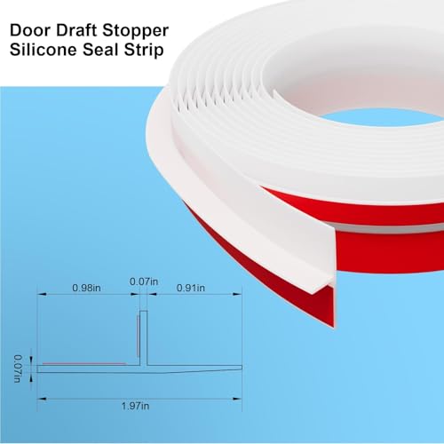 Elvone T-Shaped Weather Stripping Seal, White Silicone, 1.97 in x 20 ft - color: White, size: 20FTX1.97IN