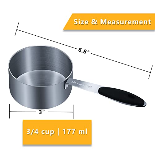2PCS 3/4cup(177ml) Measuring Cup, Stainless Steel Measure Scoop - size: 3/4cup