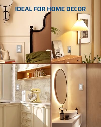 DEWENWILS 4-Pack Duplex Wall Plate, Metal Wall Outlet Cover - color: Brushed Nickel, size: 1 Duplex 4PK
