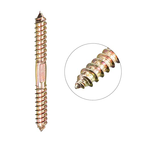 UXCELL 10x100mm Double Ended Self-Tapping Thread Dowel Screws, 12pcs for Wood Connecting - size: 100mm