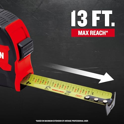 CRAFTSMAN 30-ft Tape Measure with Fraction Markings, Retractable (CMHT37445S) - size: (Pack of 1)