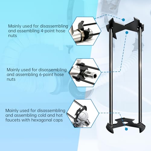 Basin Wrench and Broken Pipe Extractor Tool Set, Multifunctional Plumbing Faucet Wrench for Tight Spaces, Includes 2PCS Sink Wrench & Extractor Tool for 1/2" to 1" Damaged Faucet Bolts & Pipe Threads