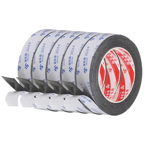 PATIKIL 5Roll Sponge Rubber Foam Tape, 63/64" W x 1/32" t x 16.4ft l Self-Adhesive Foam Insulation Tape Weather Stripping for Window Door Soundproofing Weatherstrip AC Seal Strip, Black - size: 63/64" x 1/32" x 16.4ft