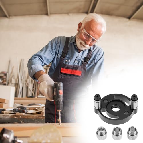 QWORK Self-Centering Doweling Jig, Straight Hole Guide for Precise Woodworking, with 6mm, 8mm, 10mm Bushings, Hole Puncher Locator