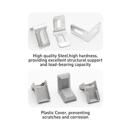 30PCS 90 Degree L Shape Metal Corner Brackets Gray Plastic Cover Right Angle Brace for Shelf Cabinet Chair Furniture, 1.1x1.1x0.7 with Screws - size: Gray