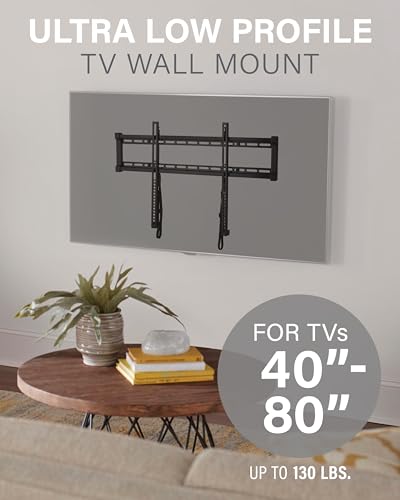 SANUS Low Profile TV Wall Mount for 40" to 80" TVs - Universal Fixed Wall Mount TV Bracket, Slim 1” Profile - 3 Step Easy Install w/Included Hardware - UL Certified