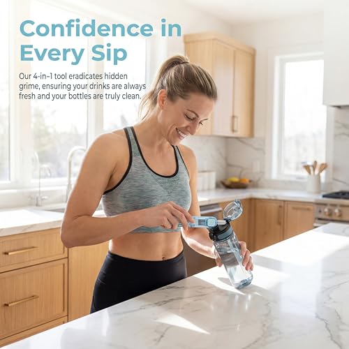 3Pcs 4 in 1 Cup Lid Gap Cleaning Brush Set,Multifunctional Crevice Cleaning Brush for Bottle,Multipurpose Bottle Cleaner with Compact Design Tiny Silicone Cup Holder Cleaner Tool,Kitchen Gadgets - color: Blue+green+grey