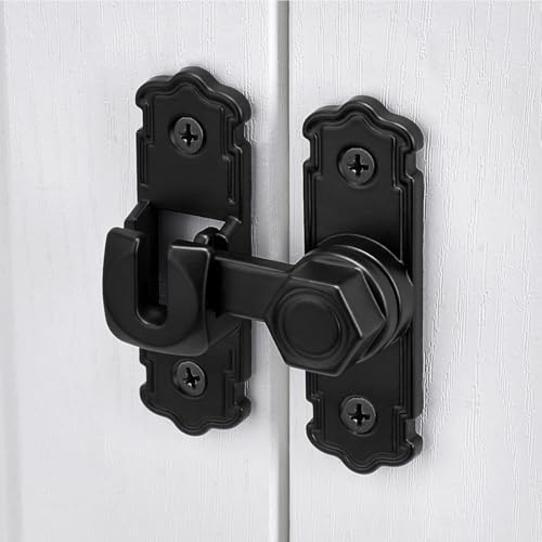 Black 90/180 Degree Barn Door Latches,Aluminum Alloy Flip Latch - color: Black