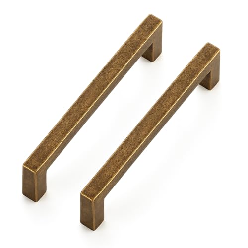 Ravinte Antique Brass Cabinet Handles Solid Cabinet Pulls 3-3/4 Inch 5 Pack | Zinc Alloy, Slim Square Bar Grip, Smooth Drawer Pull Feel, Kitchen Cabinet Update, For Cupboards, Dressers, Drawers, Hardware - color: Antique Brass, size: Flat Black 3-3/4'' Ho