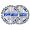 6-1/2 Inch Circular Saw Blade 24T&60T for Wood Cutting 5/8" Arbor - size: 6-1/2 In 24&60T(2PCS)